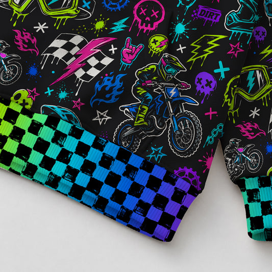 Kids Neon Dirt Bike Cotton Hoodie Personalized