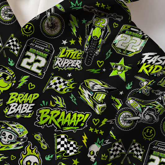Kids Kawasaki Motocross Cotton Hoodie Personalized