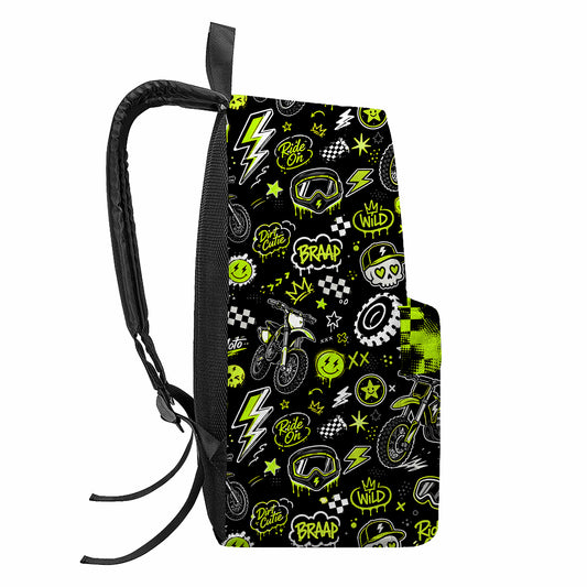 Personalized Team Green Dirt Bike Backpack – Custom Name & Race Number