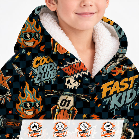 Vintage Dirt Bike Kids Snug Hoodie-Fleece