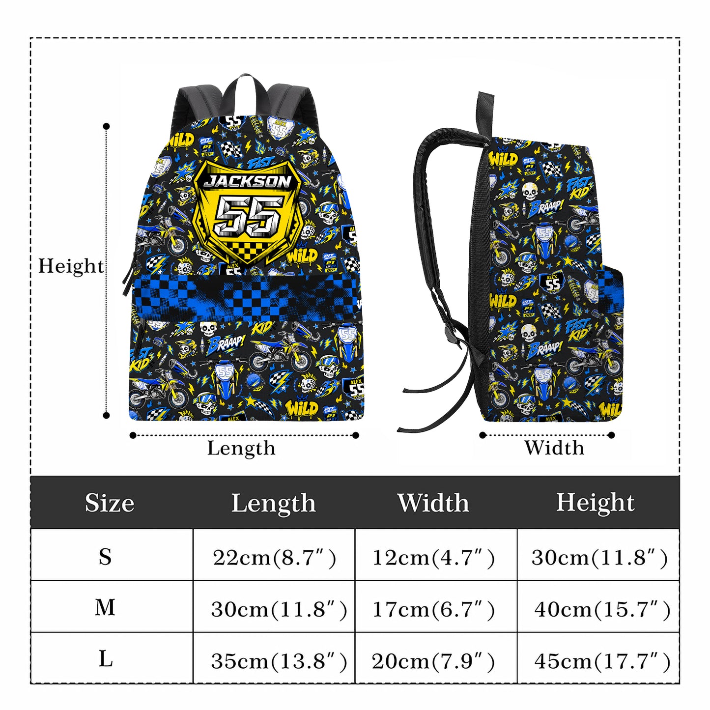 Personalized Suzuki Dirt Bike Backpack – Custom Name & Race Number