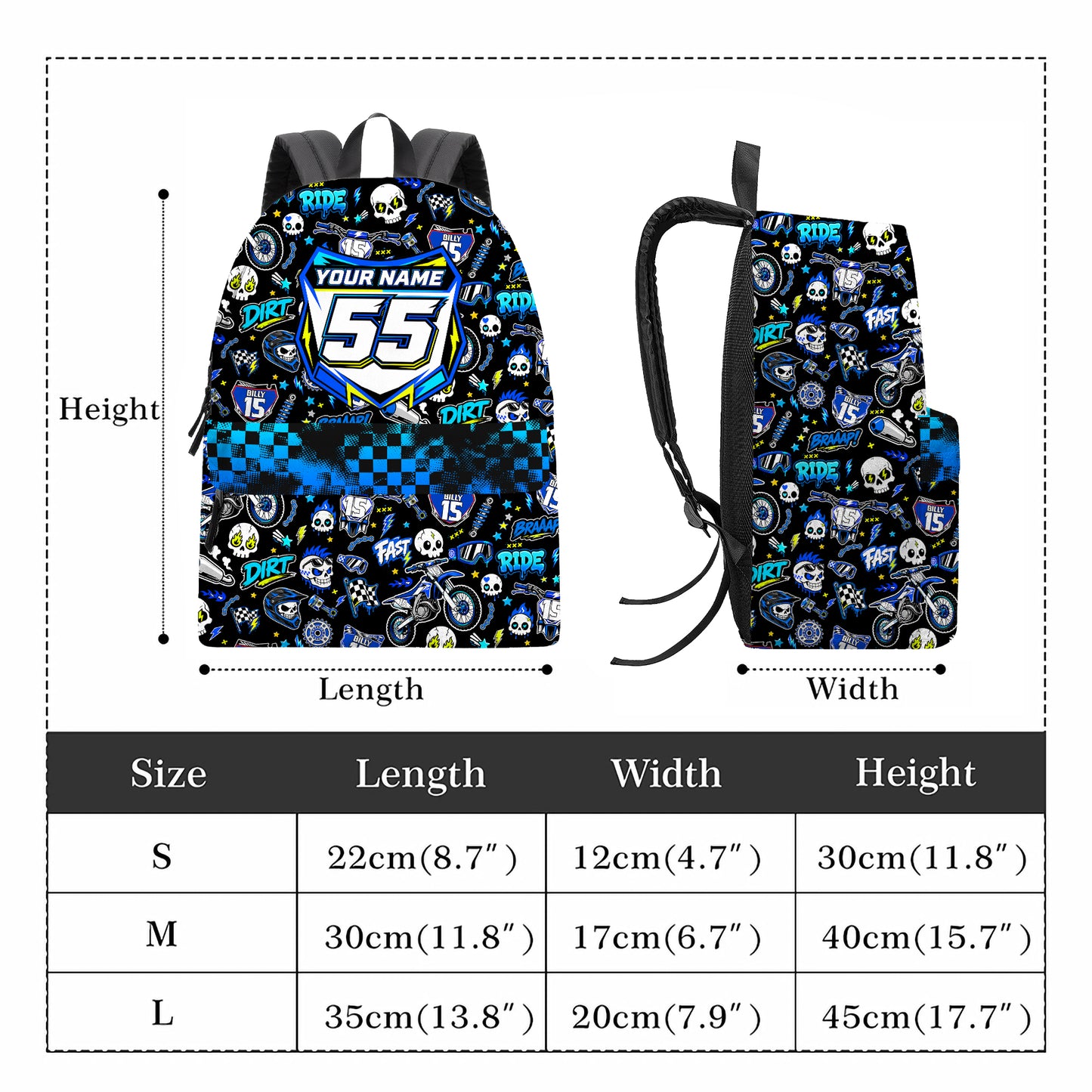 Personalized Yamaha Dirt Bike Backpack – Custom Name & Race Number