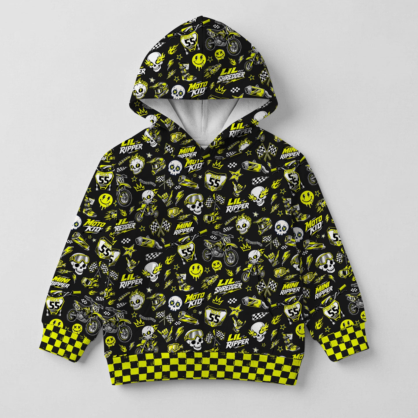 Kids Team Cobra Yellow Dirt Bike Cotton Hoodie Personalized