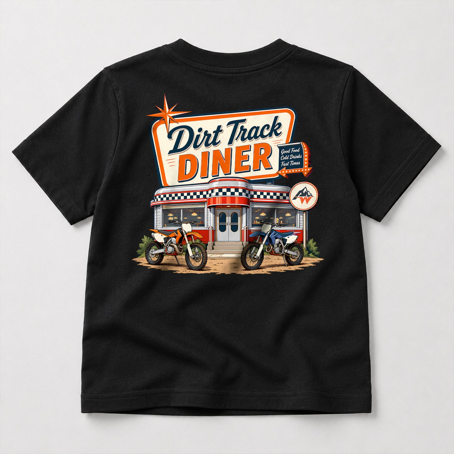 Dirt Track Diner kids dirt bike graphic t-shirt front view