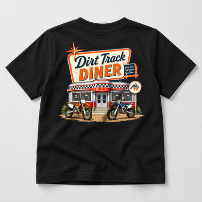 Dirt Track Diner kids dirt bike graphic t-shirt front view
