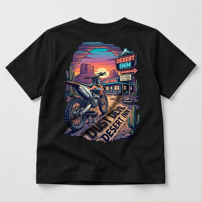 Dust Devil Desert Inn kids dirt bike graphic t-shirt front view
