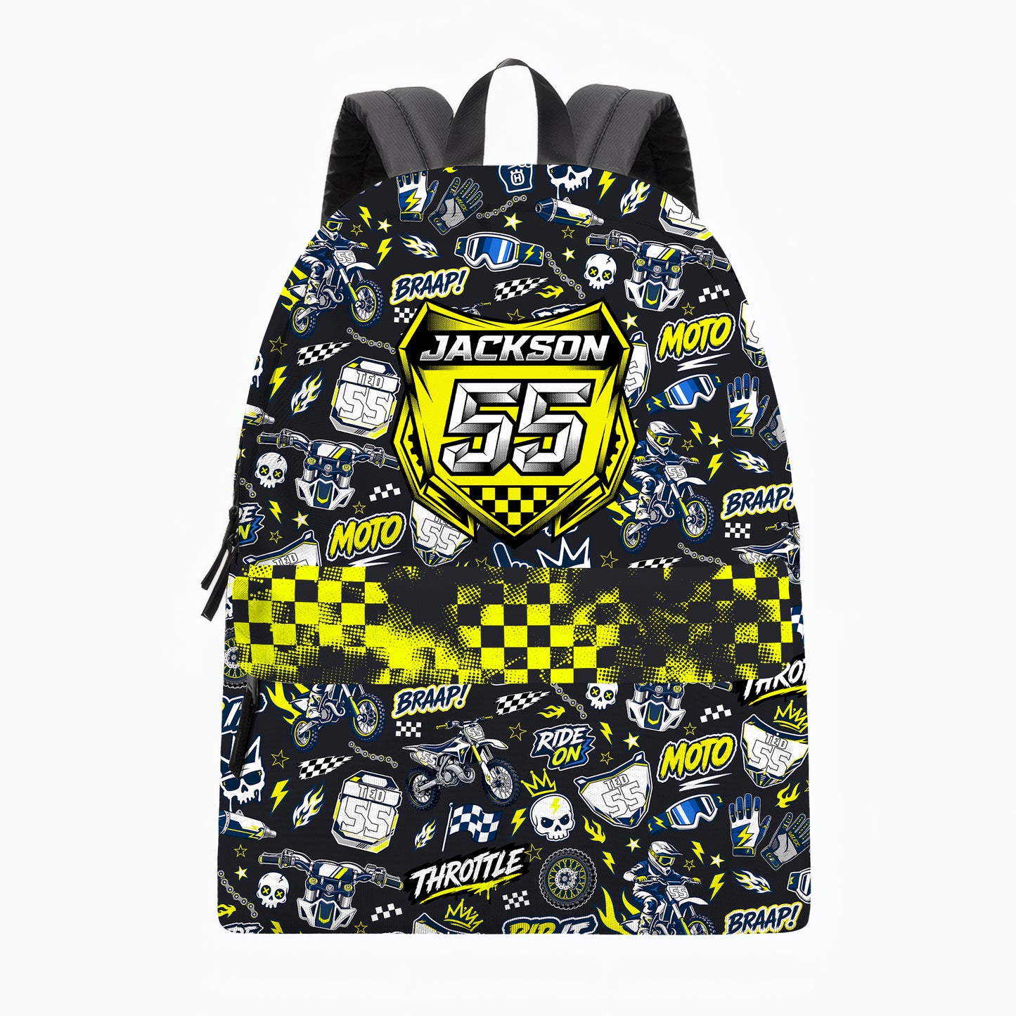 Personalized Husqvarna Dirt Bike Backpack – Custom Name & Race Number