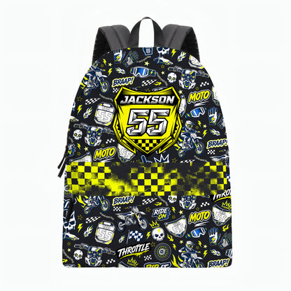 Personalized Husqvarna Dirt Bike Backpack – Custom Name & Race Number