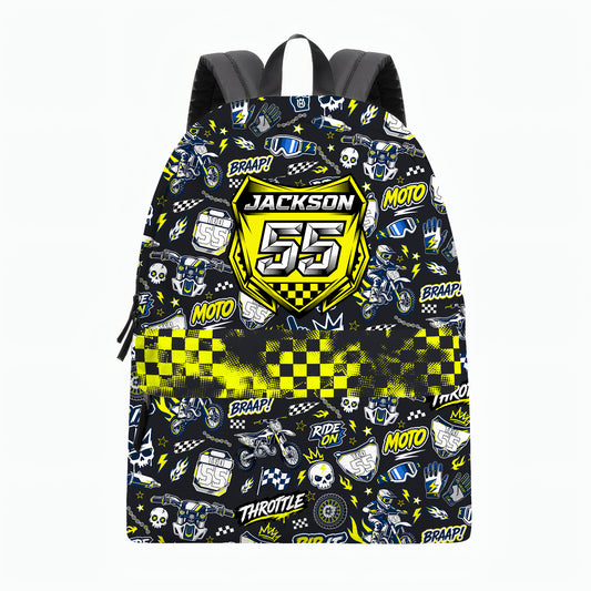 Personalized Husqvarna Dirt Bike Backpack – Custom Name & Race Number