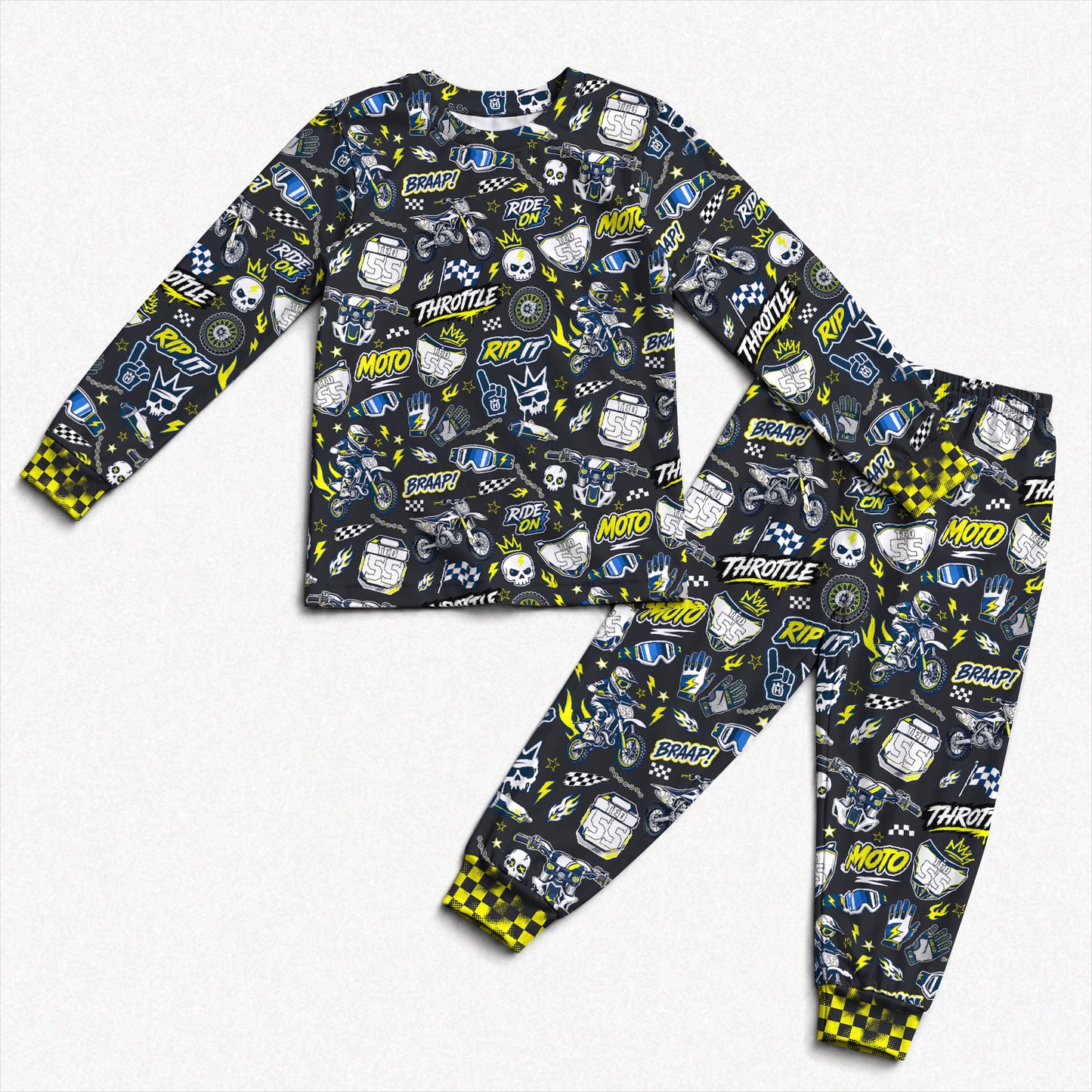 Personalized Husqvarna Dirt Bike Pajamas – Custom Name Kids Motocross Pajama Set