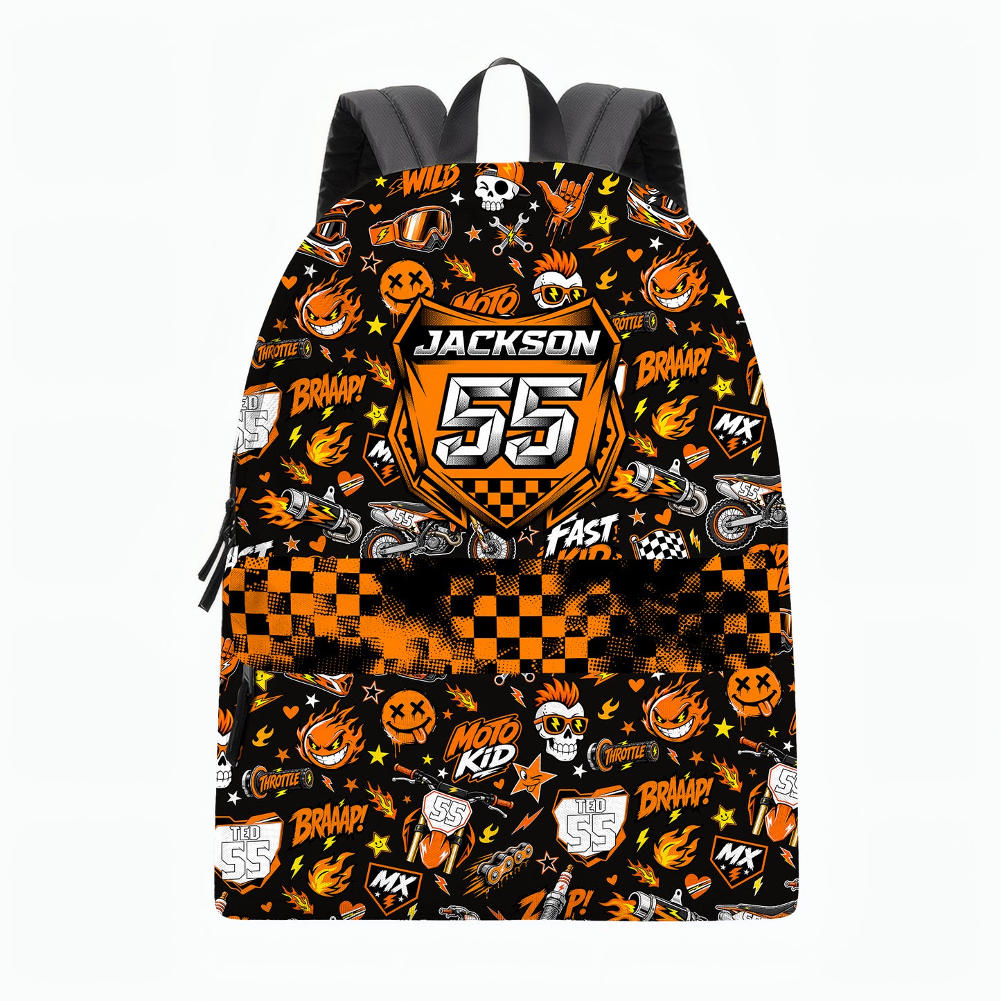 Personalized KTM Dirt Bike Backpack – Custom Name & Race Number