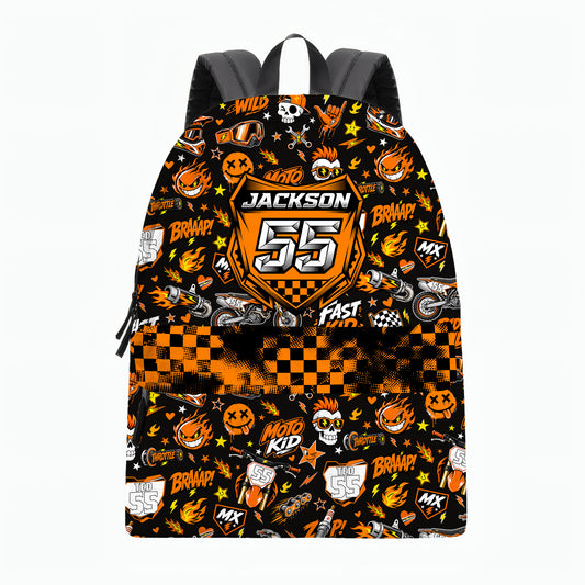 Personalized KTM Dirt Bike Backpack – Custom Name & Race Number