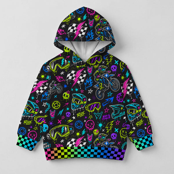 Kids Neon Dirt Bike Cotton Hoodie Personalized