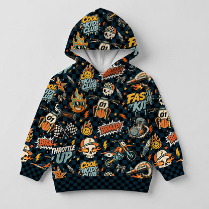Kids 2-Stroke Vintage Dirt Bike Cotton Hoodie Personalized