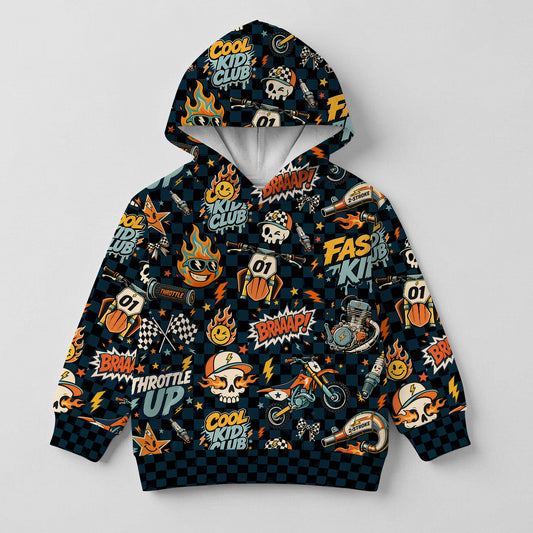 Kids 2-Stroke Vintage Dirt Bike Cotton Hoodie Personalized