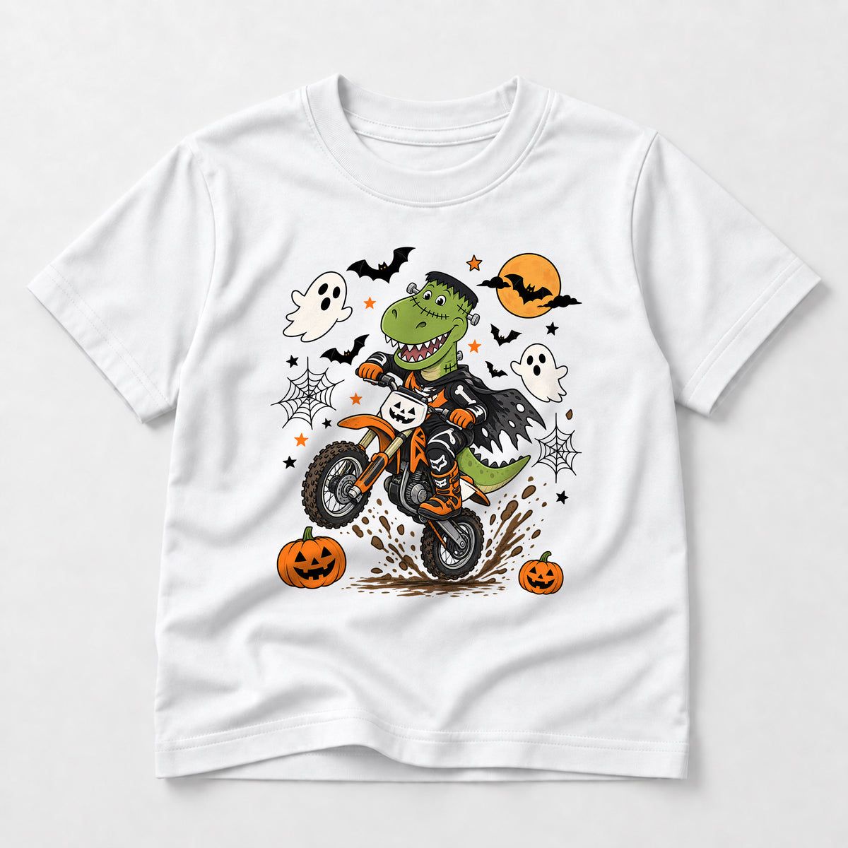 Kids Dirt Bike Monster Moto Graphic Halloween T-Shirt