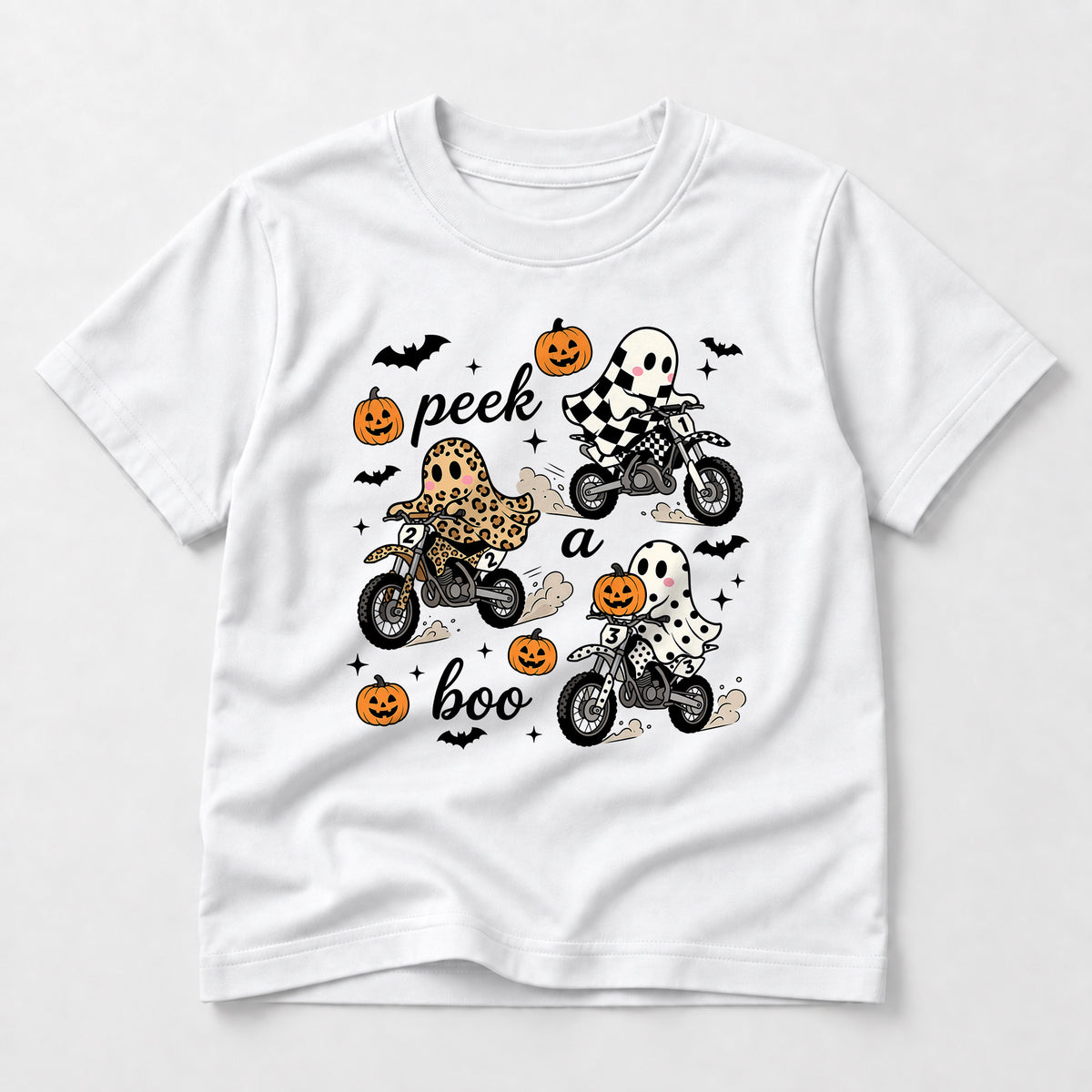 Kids Dirt Bike Peek A Boo Riders Graphic Halloween T-Shirt