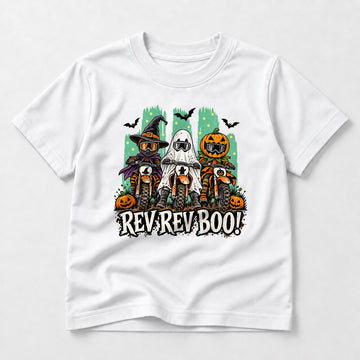 Kids Dirt Bike Rev Rev Boo Graphic Halloween T-Shirt