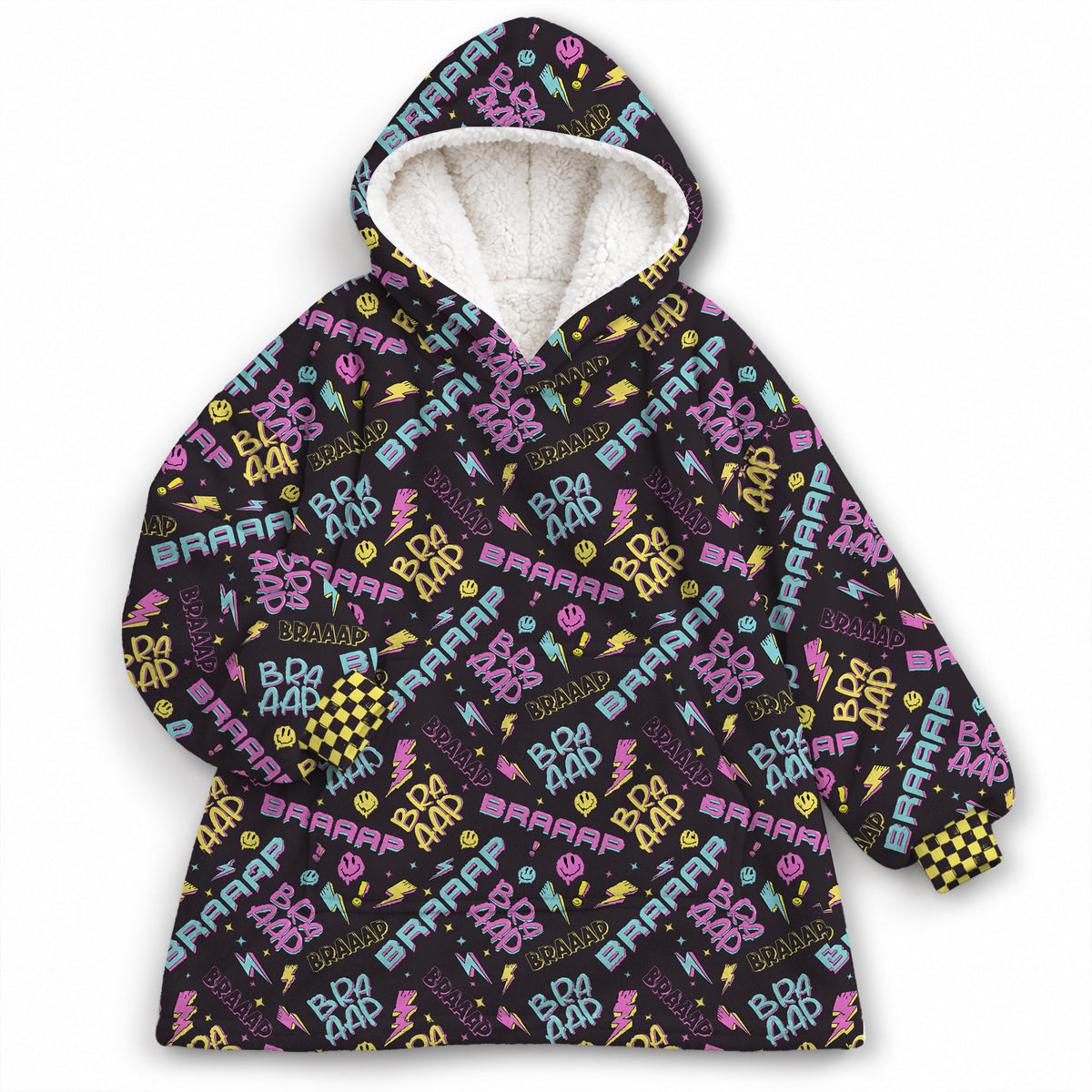 Braaap Neon Graphic Dirt Bike Kids Snug Hoodie-Fleece