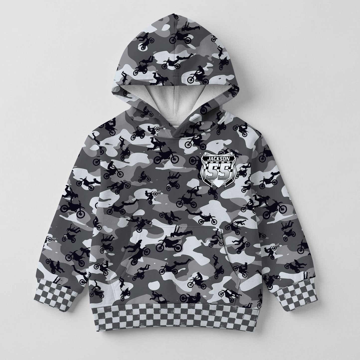 Kids Camo Dirt Bike Hoodie – Personalized