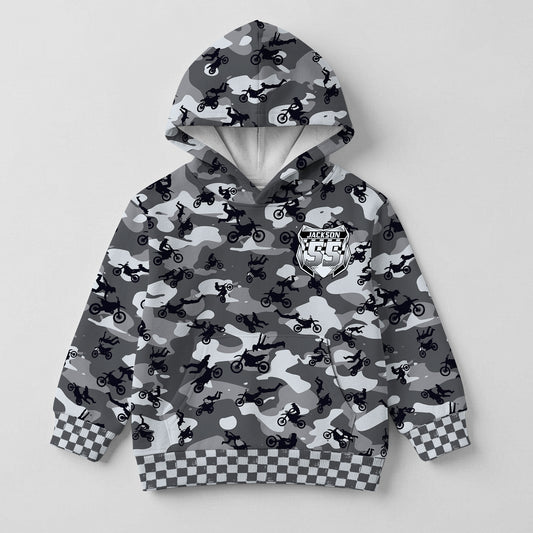 Kids Dirt Bike Camo Cotton Hoodie Personalized