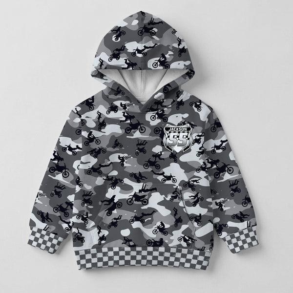 Kids Camo Dirt Bike Hoodie – Personalized