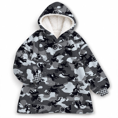 Camo Dirt Bike Kids Snug Hoodie-Fleece