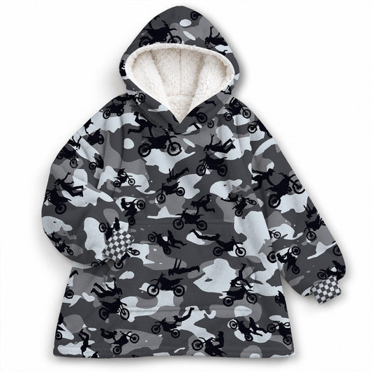 Camo Dirt Bike Kids Snug Hoodie-Fleece