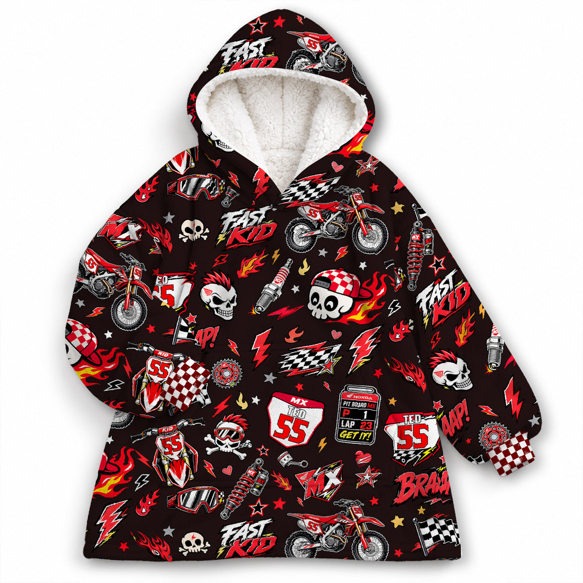 Honda Dirt Bike Kids Snug Hoodie-Fleece