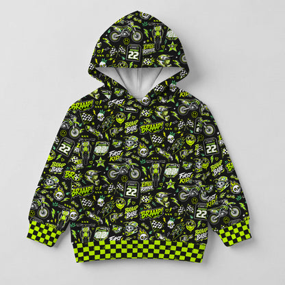 Kids Kawasaki Motocross Cotton Hoodie Personalized