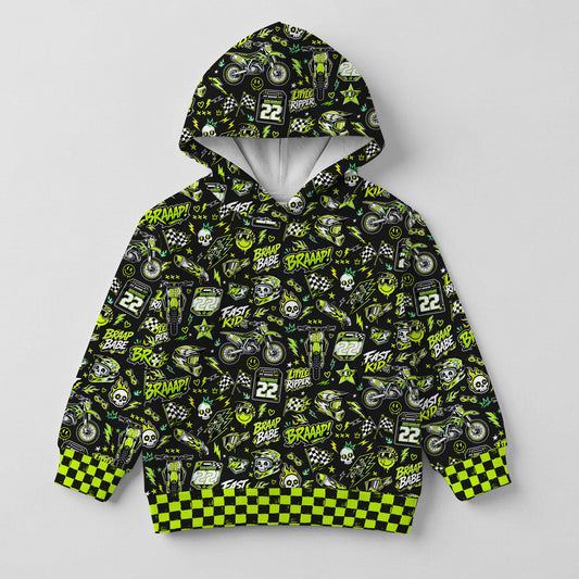 Kids Kawasaki Motocross Cotton Hoodie Personalized