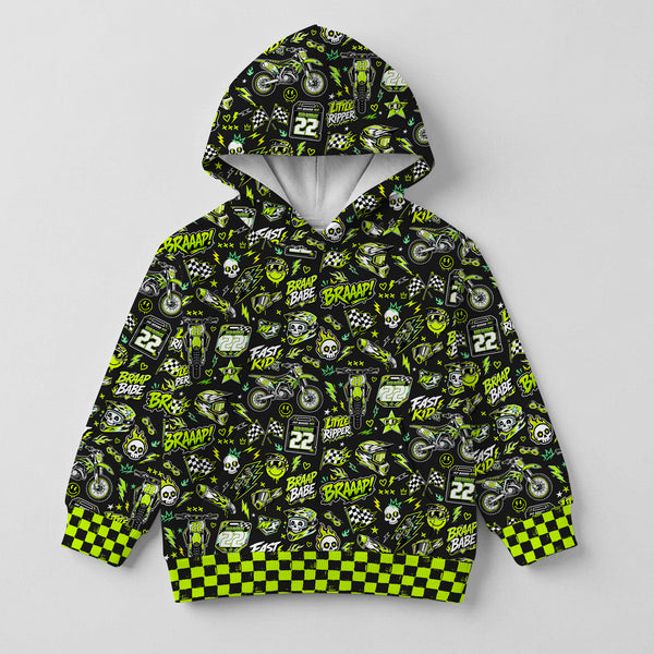 Kids Kawasaki Motocross Cotton Hoodie Personalized