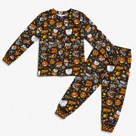 Personalized KTM Dirt Bike Pajamas – Custom Name Kids Motocross Pajama Set