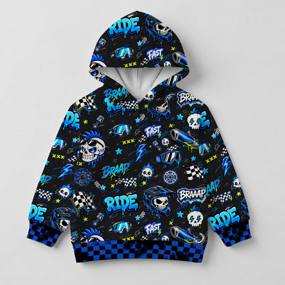 Kids Yamaha Blue Motocross Cotton Hoodie Personalized