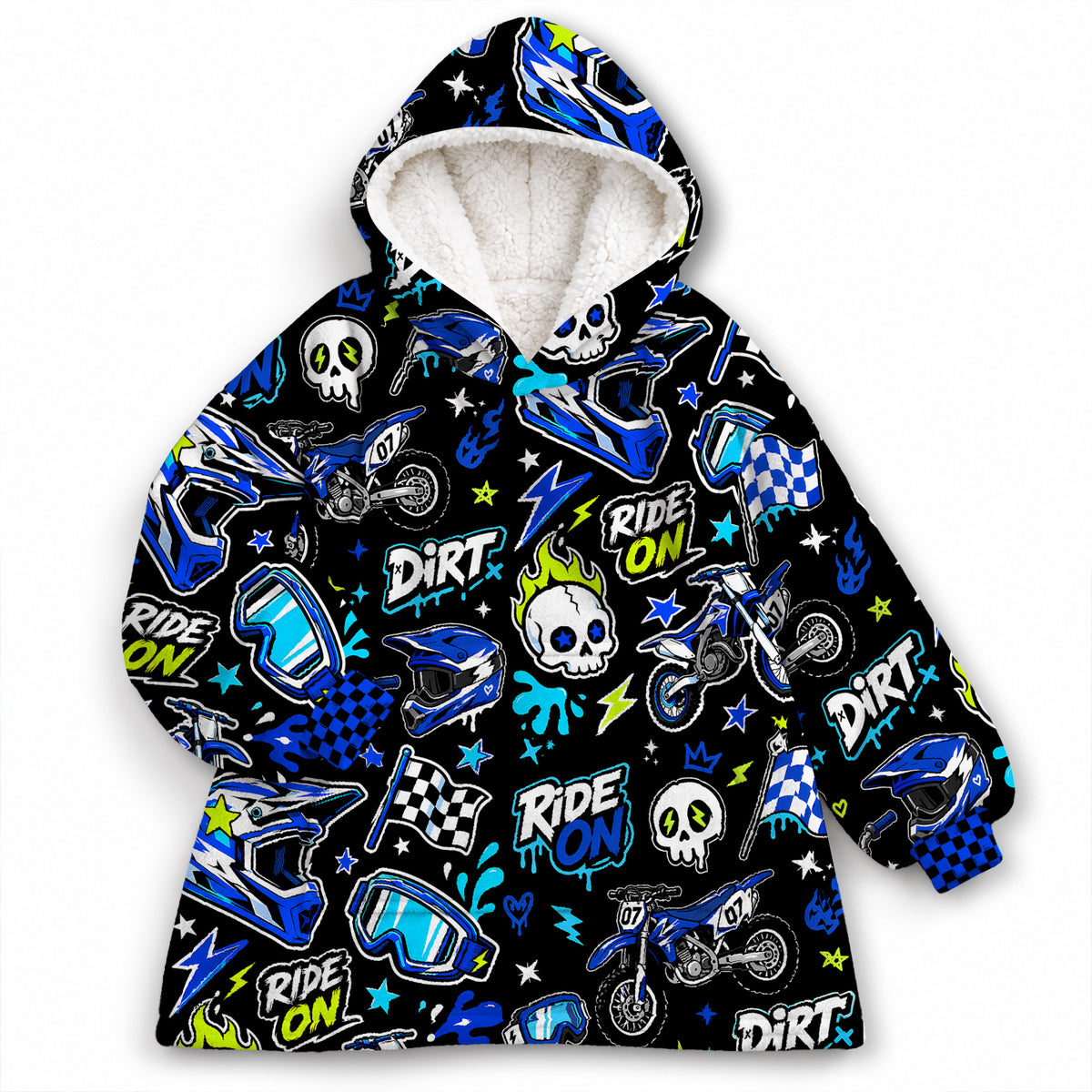 Team Blue Dirt Bike Kids Snug Hoodie-Fleece