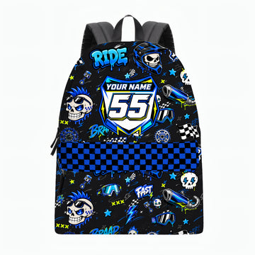 Personalized Team Blue Dirt Bike Backpack
