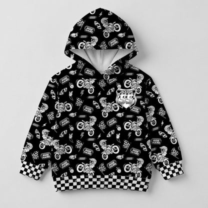 Kids Ride Hard Dirt Bike Cotton Hoodie Personalized