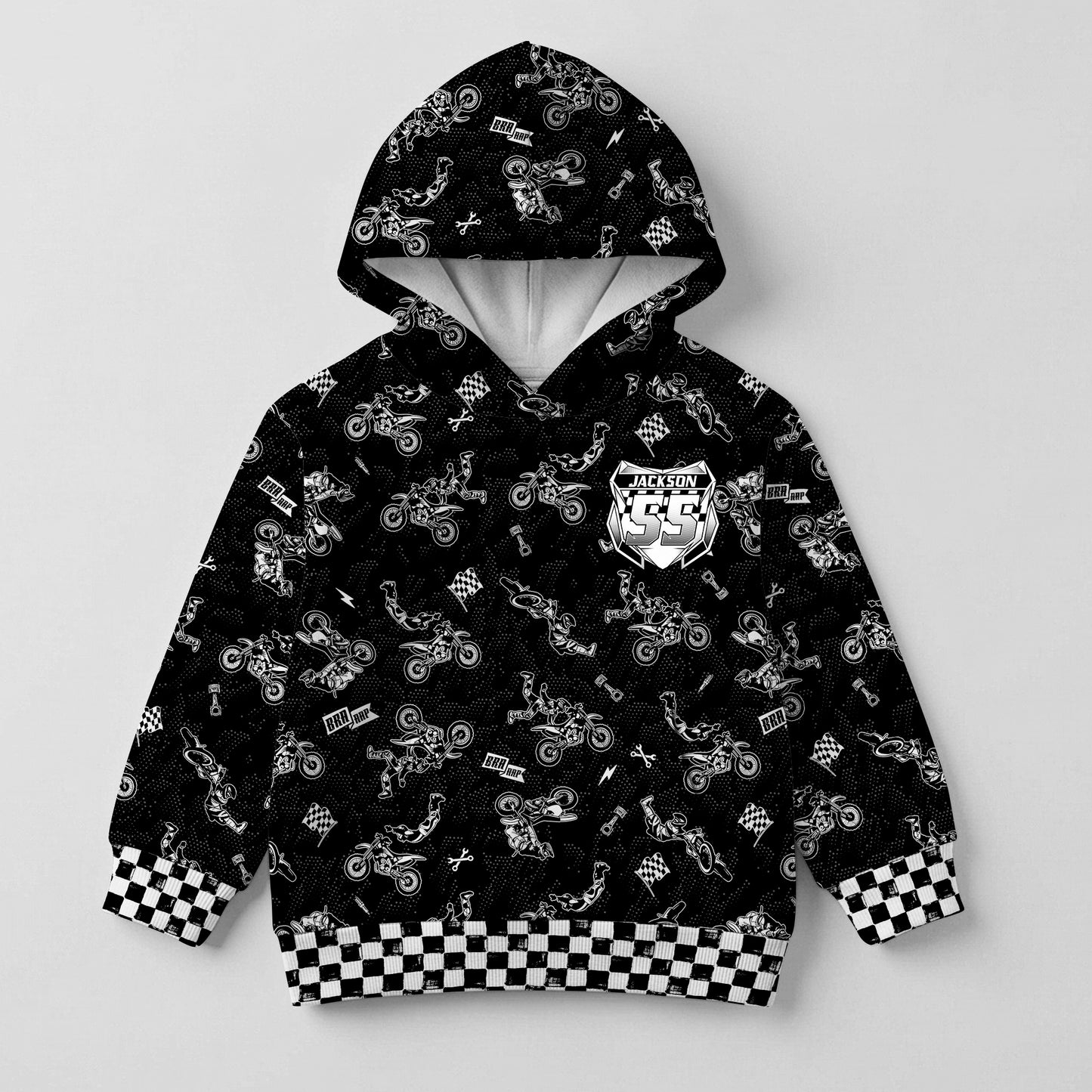 Kids Freestyle Motocross Cotton Hoodie Personalized