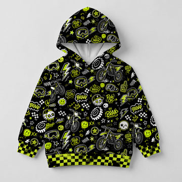 Neon Green Dirt Bike Cotton Hoodie