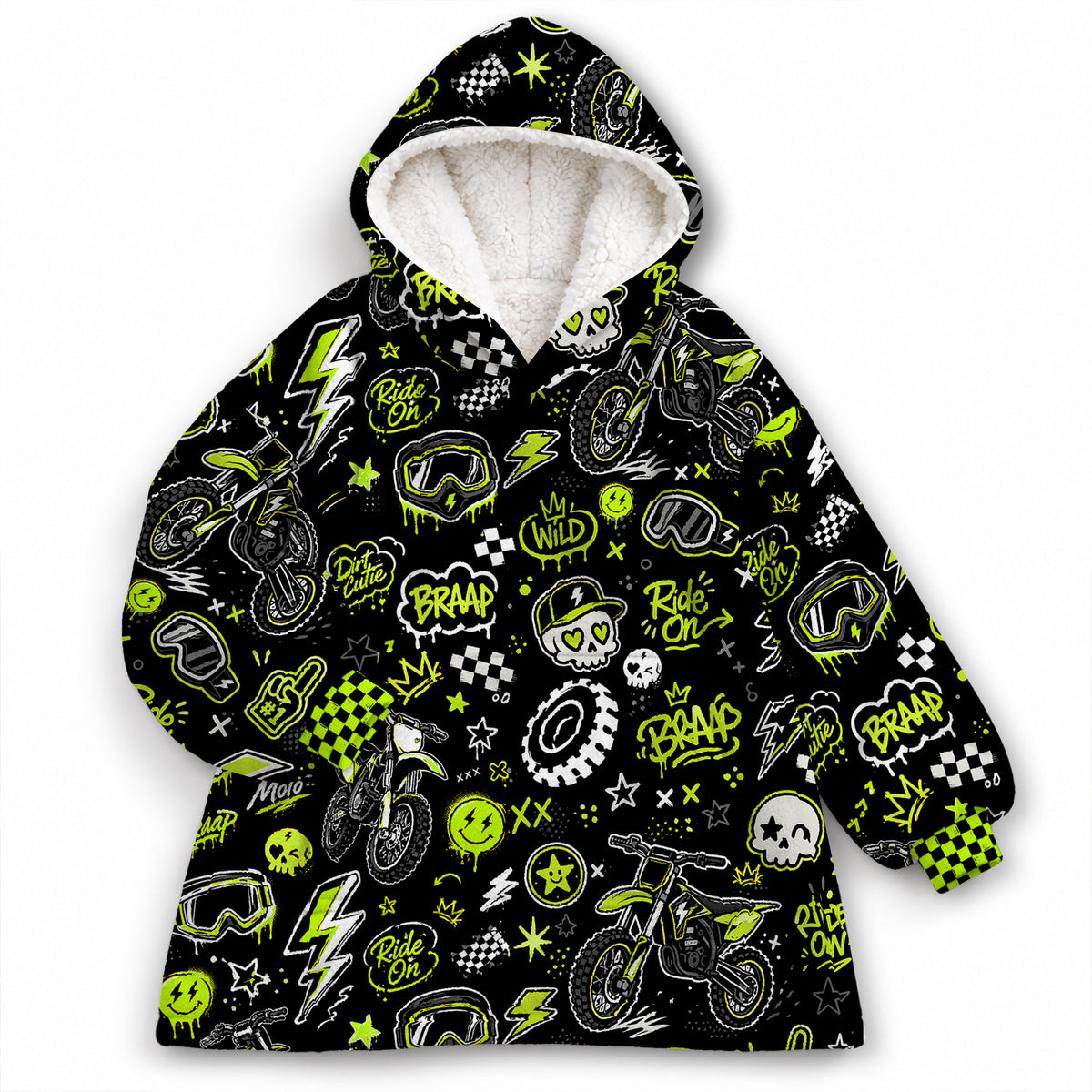 Team Green Dirt Bike Kids Snug Hoodie-Fleece