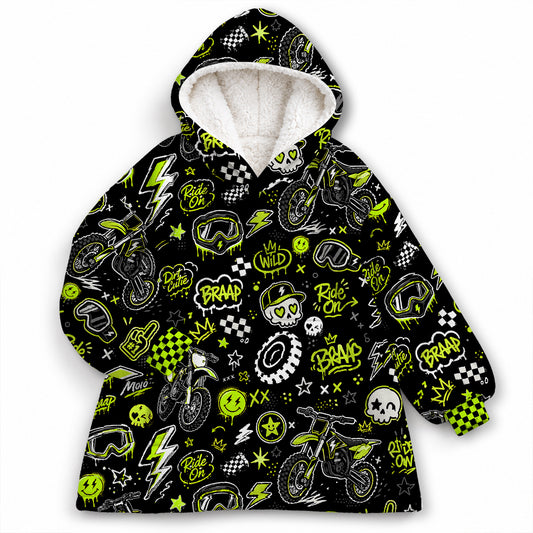 Team Green Dirt Bike Kids Snug Hoodie-Fleece