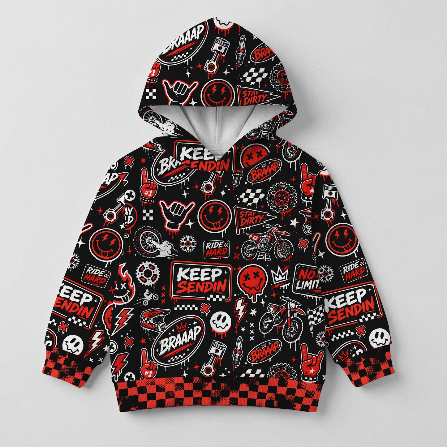 Kids Team Red Dirt Bike Cotton Hoodie Personalized