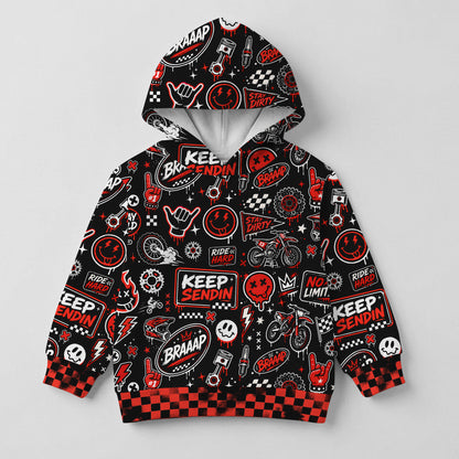 Kids Team Red Dirt Bike Cotton Hoodie Personalized