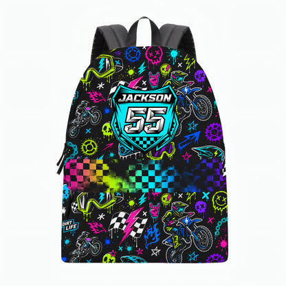 Personalized Team Neon Dirt Bike Backpack – Custom Name & Race Number