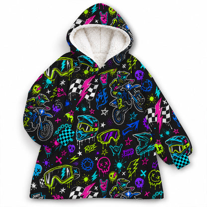 Neon Dirt Bike Kids Snug Hoodie-Fleece