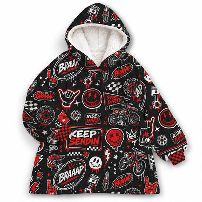 Red Team Dirt Bike Graphic Kids Snug Hoodie-Fleece