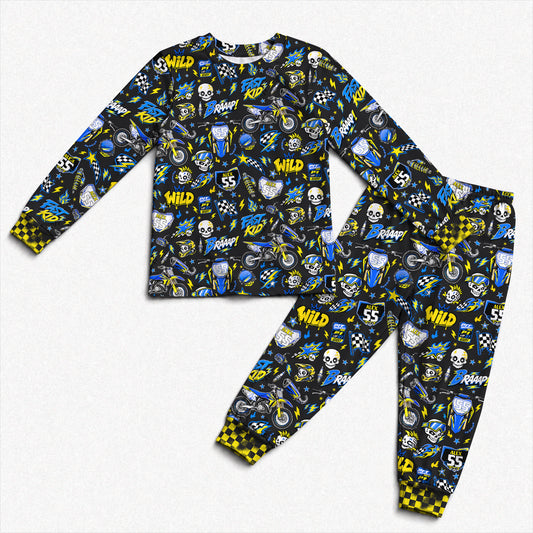 Personalized Suzuki Dirt Bike Pajamas – Custom Name Kids Motocross Pajama Set