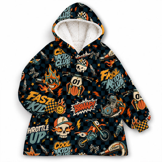Vintage Dirt Bike Kids Snug Hoodie-Fleece
