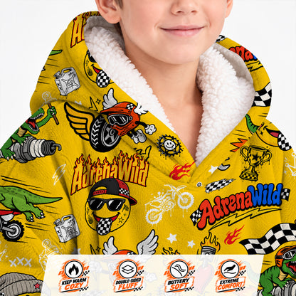Vintage Dirt Bike Kids Snug Hoodie-Fleece