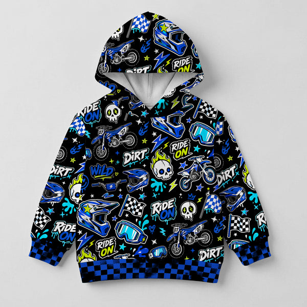 Kids Team Yamaha Blue Dirt Bike Cotton Hoodie Personalized